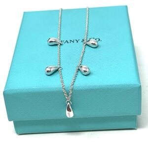Authentic Tiffany & Co  Elsa Peretti 5 Teardrop Charm Necklace.